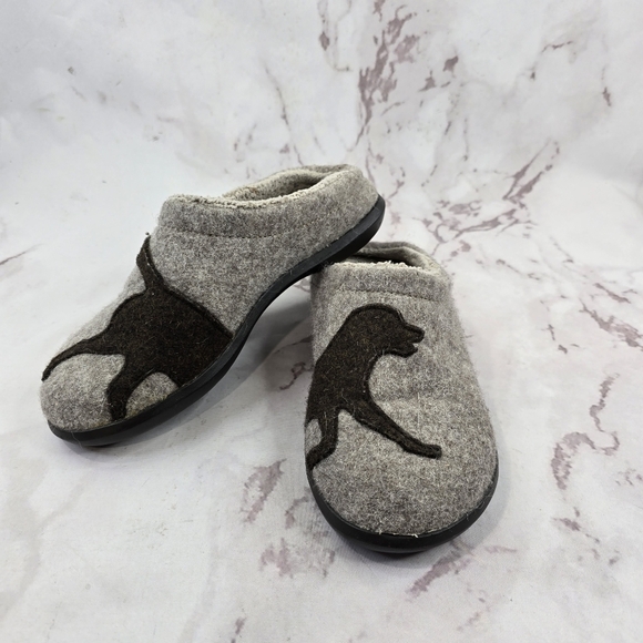LL Bean Slippers Women 7 Gray Brown Dog Wool Felted Slip On Clog Daybreak - Picture 9 of 10